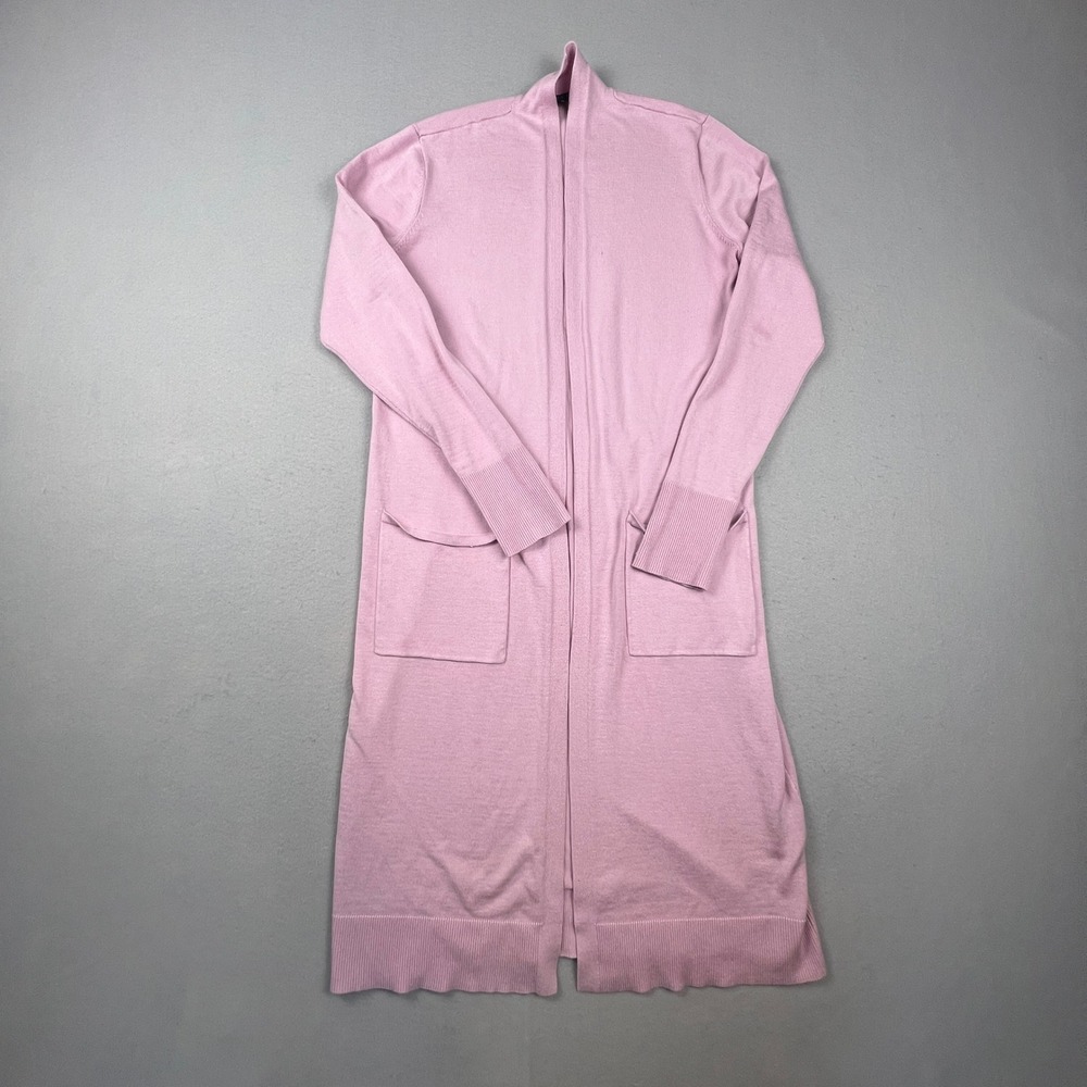 Cato Duster Cardigan Womens Small Pink Long Sleeve Button Cuff Open Front Knit
